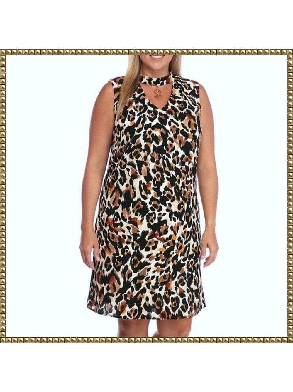 Lux Cheetah Print Fit and Flare Sleeveless Dress Size 20